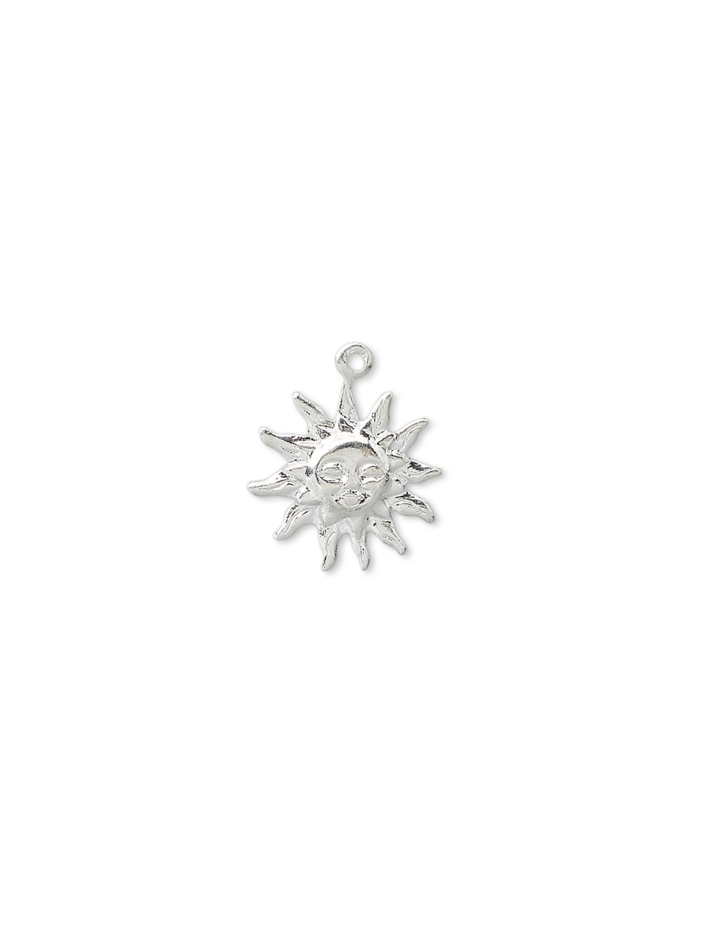 20 Silver Plated 12mm Smiling Sun Stamped Drops Charms Beads